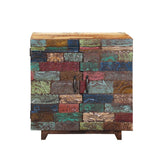 Rainbow Carving Wooden Tile Reclaimed Wood Buffet Sideboard